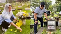 Potret artis ziarah kubur orang terkasih di momen Ramadhan 2025. (sumber: Instagram/ussypratama/indrowarkop_asli)