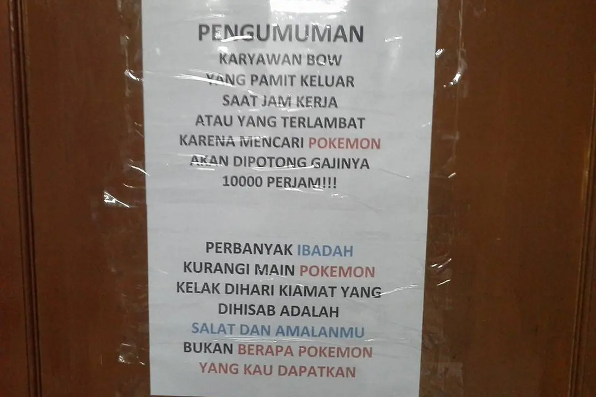 Seorang Bos di Jogja Beri Sanksi Karyawannya yang Main Pokemon Go