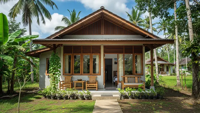 Desain Rumah Tropis Kecil dengan Ventilasi Maksimal & Cahaya Natural/ Ilustrasi AI