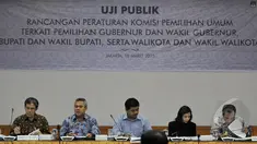 Komisi Pemilihan Umum (KPU) menggelar uji publik tentang peraturan KPU di gedung KPU, Jakarta, Rabu, (18/3/2015). (Liputan6.com/Johan Tallo)