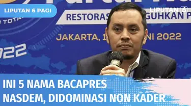 Partai Nasional Demokrat atau Nasdem menerima lima nama figur usulan dari daerah yang akan diusung menjadi bakal calon presiden. Dari lima nama yang diusulkan, Gubernur DKI Jakarta, Anies Baswedan menduduki posisi teratas. Namun hari Jumat esok, Nasd...