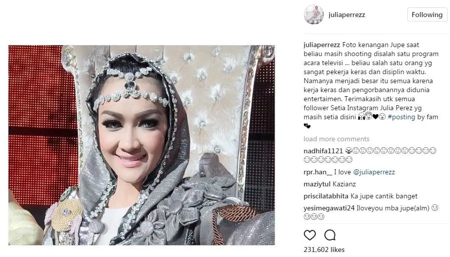 Lima hari setelah Julia Perez meninggal dunia, akun instagramnya aktif kembali.