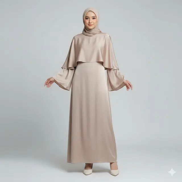 Model Gamis Modern Bahan Satin. Gemini