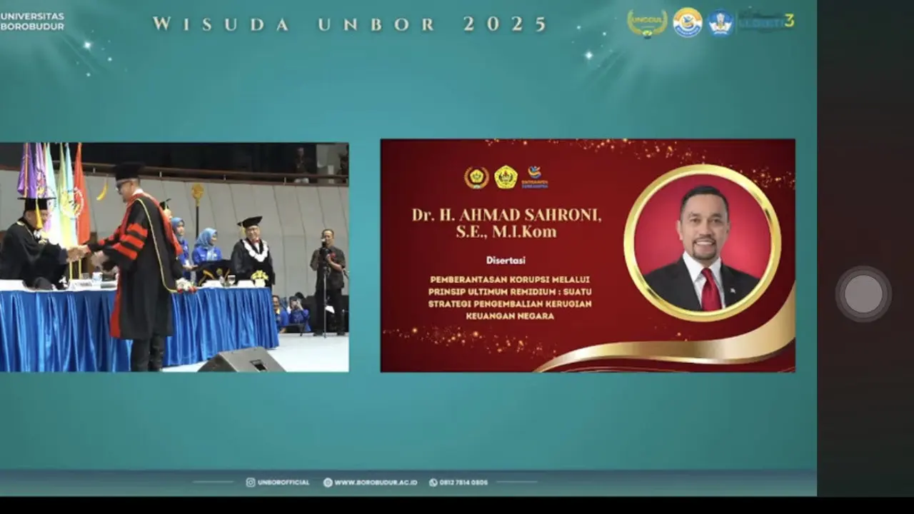 Sahroni Mengikuti Prosesi Wisuda Universitas Borobudur Sandang Gelar Doktor