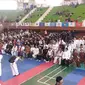 Para peserta turnamen kung fu se-Indonesia sebelum bertanding di GOR Ciracas, Sabtu (17/12/2016) (Liputan6.com /Luthfie Febrianto)