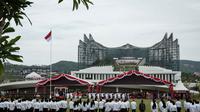 Upacara Peringatan Hari Ulang Tahun (HUT) Ke-80 Kemerdekaan Republik Indonesia (RI) digelar di Ibu Kota Negara (IKN), Penajam Paser Utara, Kalimantan Timur, Minggu 17 Agustus 2025. (Yasuyoshi CHIBA/AFP)