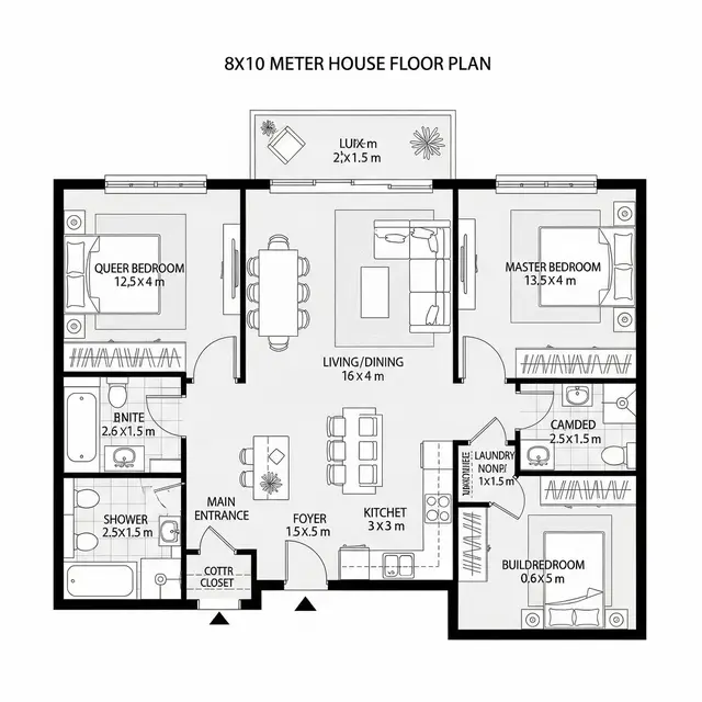 Inspirasi Desain Rumah Sederhana 3 Kamar Ukuran 8x10. Foto: Gemini