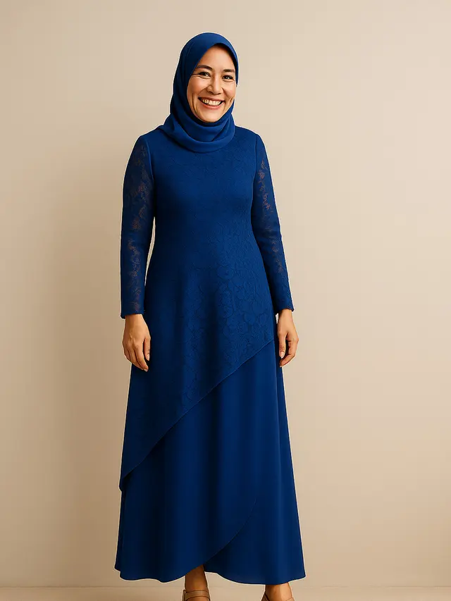 Rekomendasi Gamis Brokat di Dada untuk Ibu-Ibu Usia 40 Tahun/via AI