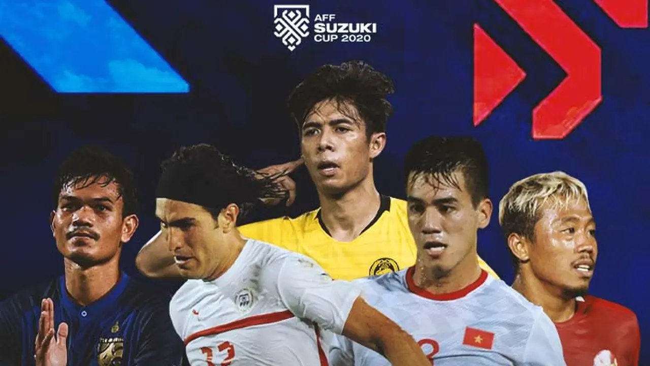 Piala AFF - Ilustrasi Adisak Kraisorn (Thailand), Angel Guirado (Filipina), Syafiq Ahmad (Malaysia), Nguyen Tien Linh (Vietnam), Kushedya Hari Yudo (Indonesia)