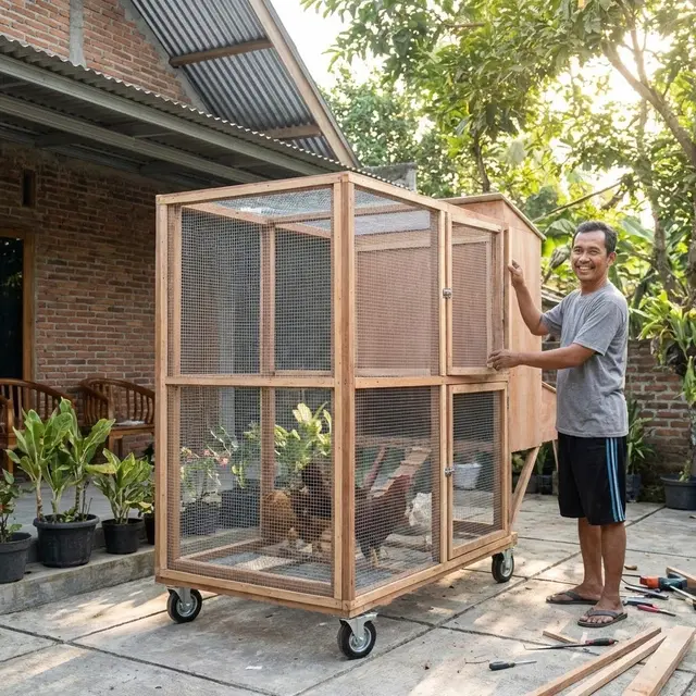 Kandang Portabel Pakai Roda (Gemini AI)