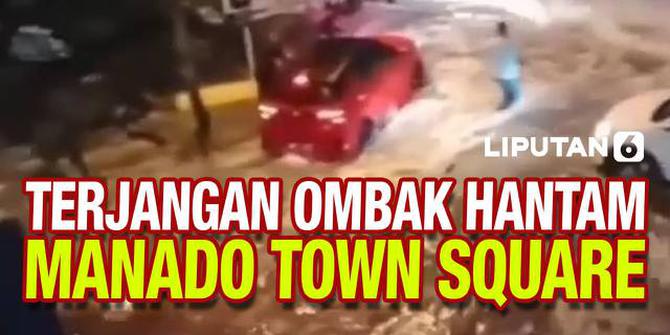 VIDEO: Bikin Jantung Berdebar! Ombak Besar Terjang Manado Town Square