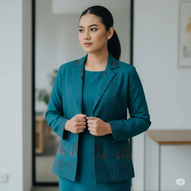 Model Baju Tenun Kantor Wanita. Foto: Gemini