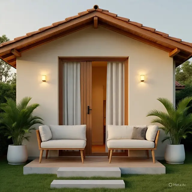 Rumah di desa estetik. (Liputan6.com/MetaAI)