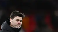 Sayangnya, Pochettino dan Chelsea terseok-seok meski dengan skuad yang mahal. Pelatih asal Argentina tersebut juga gagal finis empat besar di liga, hanya jadi runner-up Carabao Cup, dan kalah di semifinal Piala FA dari Manchester City. (AFP/Paul Ellis)