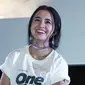 Aktris  Michelle Ziudith saat jumpa pres official trailer dan poster film One Fine Day di kawasan Thamrin, Jakarta, Jumat (8/9/2017). Film One Fine Day akan tayang pada 12 Oktober 2017.