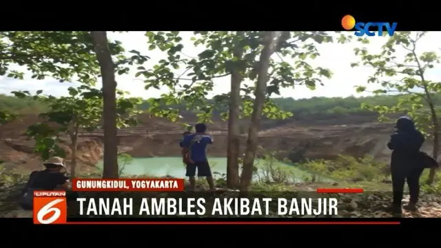 Diduga akibat banjir, tanah goa atau luweng Blimbing di Gunungkidul, Yogyakarta, ambles dan kejutkan warga sekitar.