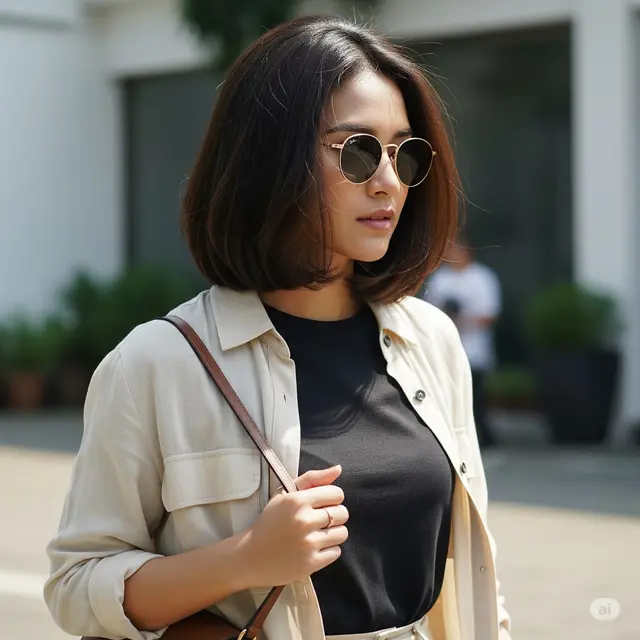 Model Rambut Oval Pendek. Foto: Gemini