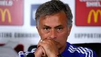 Ekspresi Jose Mourinho manajer Chelsea saat jumpa pers usai laga Community Shield melawan Arsenal pada hari Minggu (2/8/2015) di Stadion Wembley, London Inggris. (Action Images via Reuters / Andrew Couldridge)