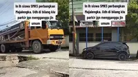 Pelajar SMK Bawa Mobil Lalu Parkir Sembarangan, Bikin Susah Sopir Truk (TikTok/@agustrado36)