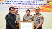 Polresta Tangerang mengembalikan sisa dana pengamanan Pilkada Kabupaten Tangerang yang dilaksanakan pada Juni 2018 lalu