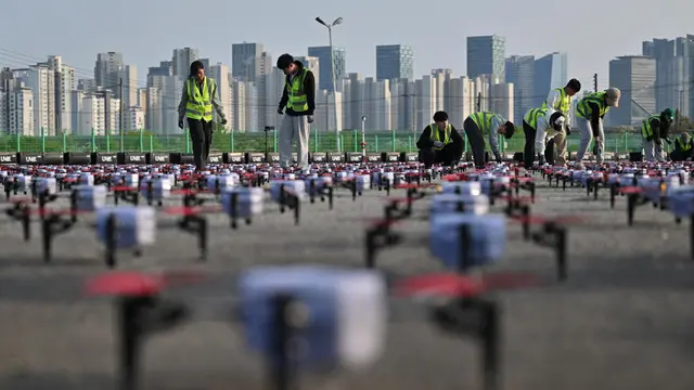 Formasi Seribu Drone Hiasi Langit Incheon Korea Selatan