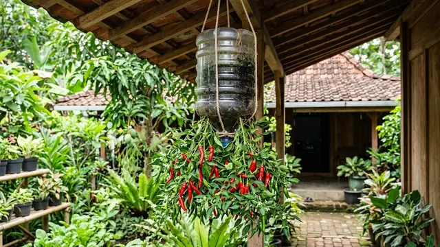 Ide Galon Bekas untuk Menanam Cabai Gantung