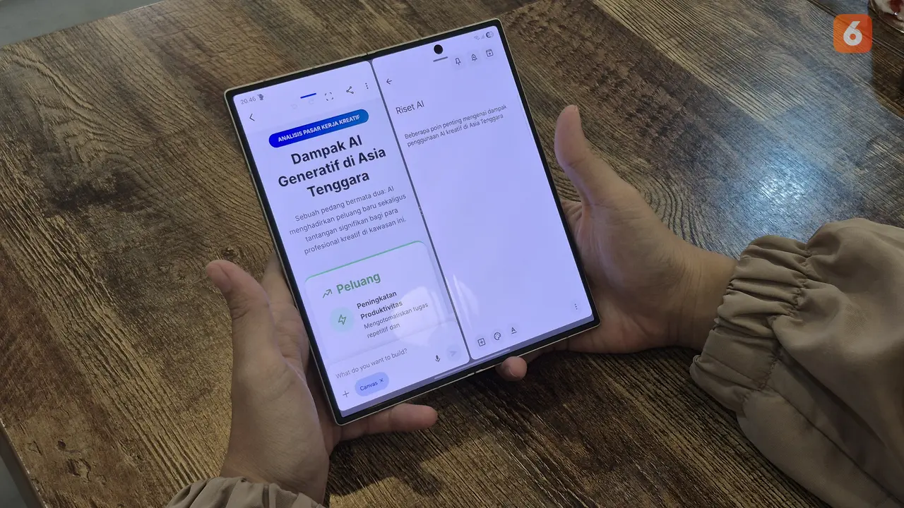 Infografis Lewat Gemini Canvas di Galaxy Z Fold7