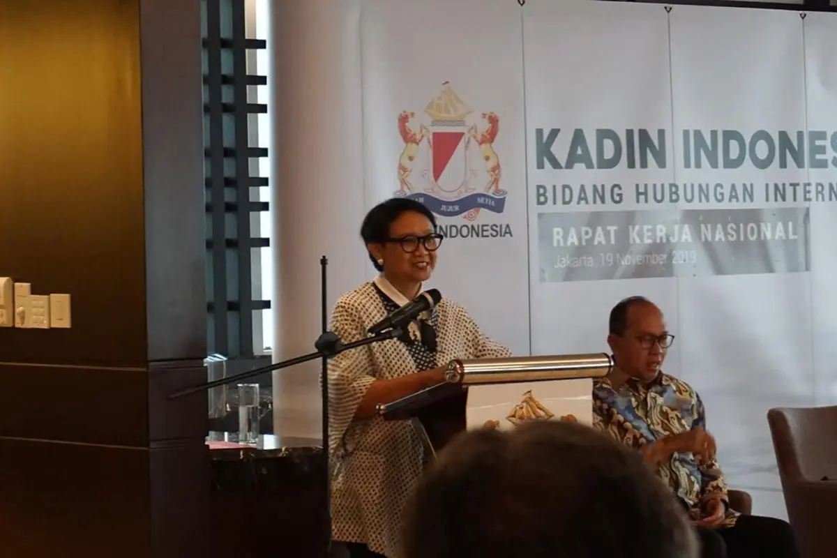 Menlu Retno dalam Rakernas Kadin pada Selasa, 19/11/2019.