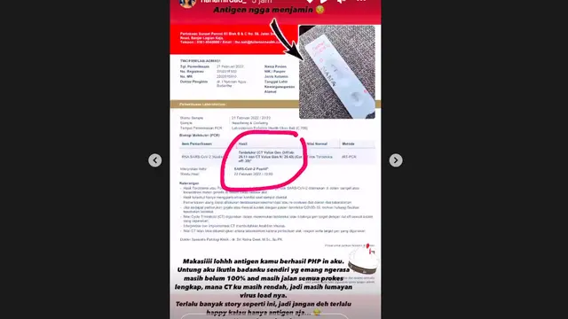 Dari tes PCR yang dilakukan Nana Mirdad, diketahui bahwa ia masih positif Covid-19. (Foto: Instagram @nanamirdad_)