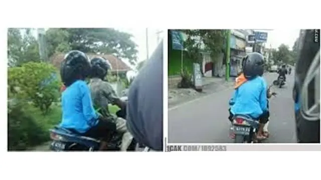 Emak pakai helm (Sumber: 1cak)