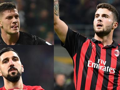 Satu gol ke gawang Dudelange saat membawa AC Milan berpesta gol membuat Patrick Cutrone mulai meramaikan persaingan menjadi top scorer Liga Europa 2018/2019. (Kolase Foto AFP)
