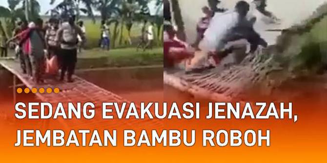 VIDEO: Sedang Evakuasi Jenazah, Jembatan Bambu Roboh