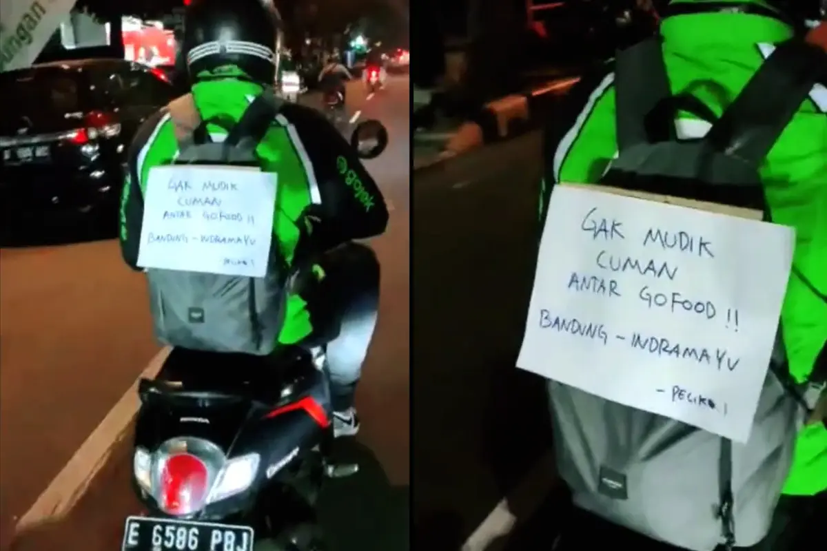 Kisah ojol mudik dari Bandung ke Indramayu sambil berdalih antar makanan.