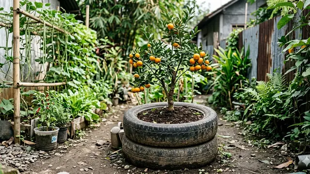 Pohon Buah yang Cocok Ditanam di Ban Bekas Motor untuk Lahan Sempit