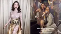Potret Dewi Perssik jadi bintang tamu di pernikahan kakak ipar Putri Isnari. (sumber: Instagram/dewiperssik9/fri.plus)