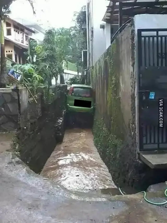 10 Potret Nyeleneh Kendaraan Nyangkut, Ada Mobil di Atas Pohon