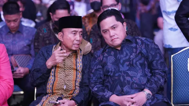 Menteri BUMN Erick Thohir saat menghadiri HUT HIPMI ke-50 di Jakarta Convention Center, Sabtu (11/6/2022).