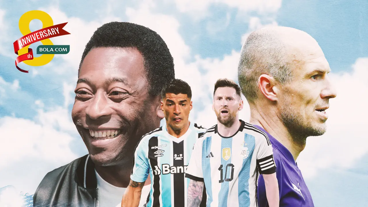 Ilustrasi - Lionel Messi, Arjen Robben, Pele, Luis Suarez