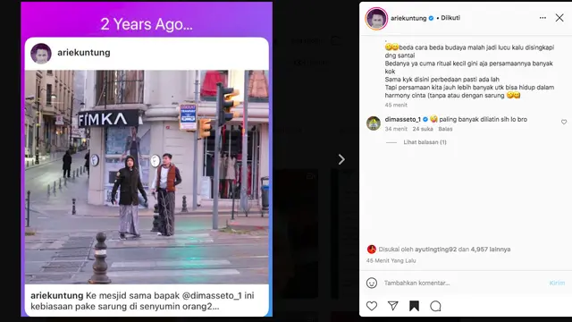 Pengalaman Lucu Arie Untung dan Dimas Seto Mengenakan Sarung di Pinggir Jalan di Turki