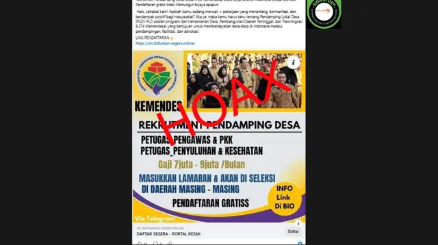 Cek Fakta: Hoaks Link Pendaftaran Pendamping Lokal Desa Kemendes 2026