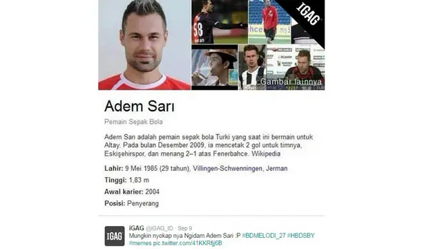 Pesepak Bola Adem Sari, Hebohkan Tweeple Karena Namanya yang Unik