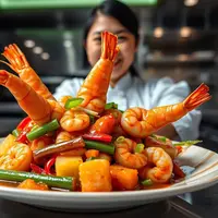 resep udang asam manis saus tiram ©Ilustrasi dibuat AI