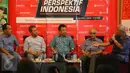 Suasana diskusi bertajuk "Mengapa Teror Jakarta Tak Mampu Meneror Kita?" di Jakarta, Sabtu (15/1). Diskusi tersebut membahas terkait serangan teror di kawasan Sarinah, Jalan MH Thamrin pada Kamis (14/1) lalu. (Liputan6.com/Faizal Fanani)