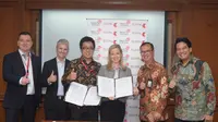  Jajaran direksi Telkom, TelkomTelstra, Telstra, dan Metra Digital Investama usai penandatanganan MoU terkait Kerjasama Investasi Gabungan di Jakarta, Kamis (4/8/2016) kemarin.