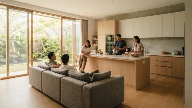 Ide Desain Dapur dan Ruang Tamu Menyatu untuk Rumah Modern