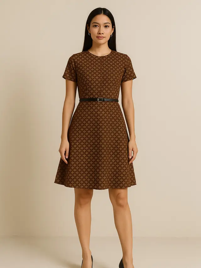 Model Dress Batik Klasik Motif Kawung Modern