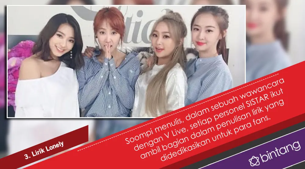 Sederet Kisah tentang Lagu Perpisahan SISTAR, Lonely. (Instagram/official_sistar, Desain: Nurman Abdul Hakim/Bintang.com)