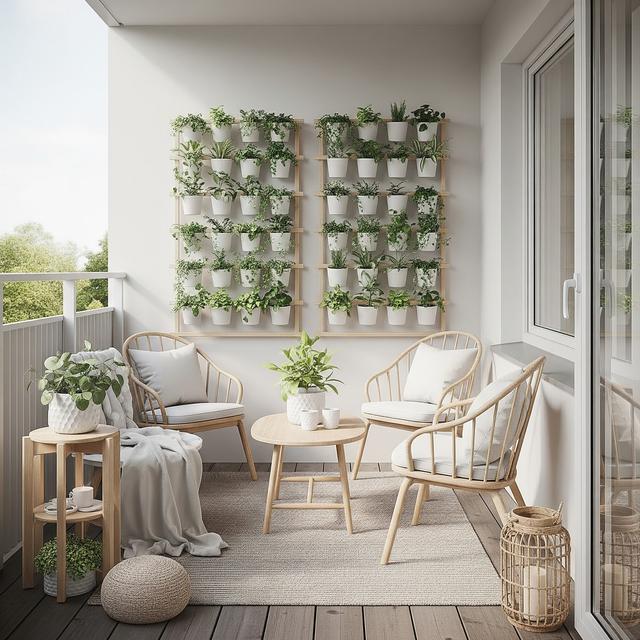 Desain Teras Kecil dengan Taman Vertikal