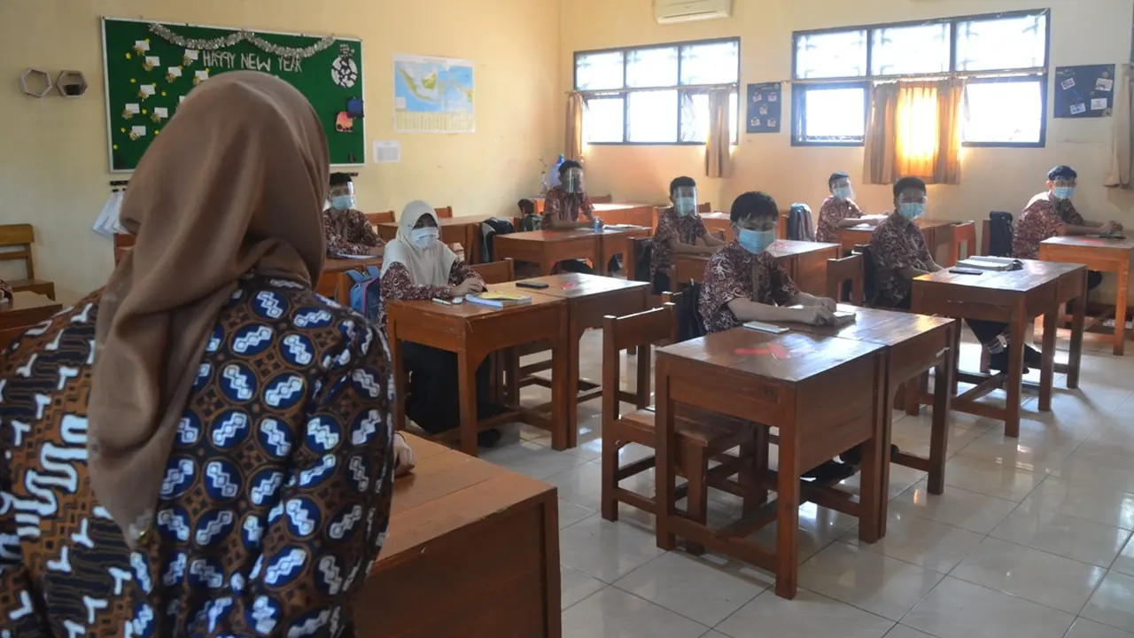 uji coba pembelajaran tatap muka (PTM) di Purbalingga, Jawa Tengah. (Foto: Liputan6.com/Humas Pemkab PBG)