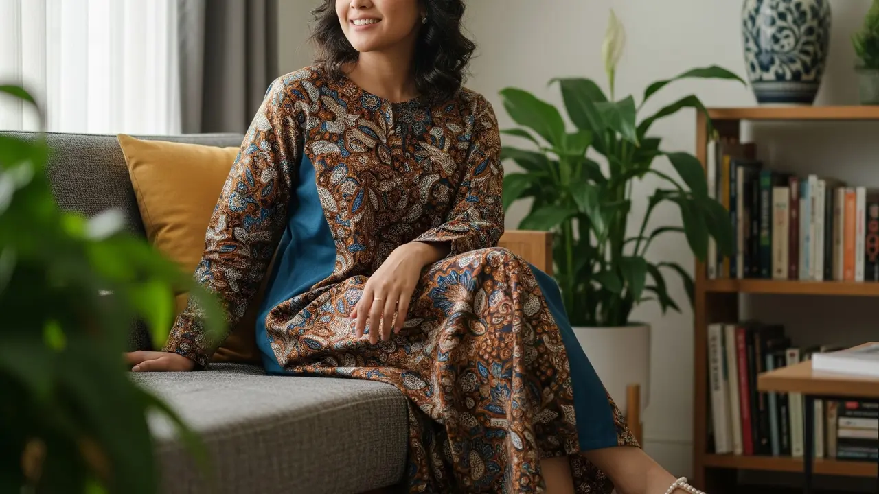 Model Daster Batik Kombinasi Polos